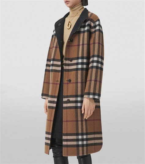 burberry wool coat women's|Burberry reversible check wool coat.